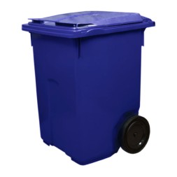 Мусорный контейнер для ТБО/ТКО, 370 л, на колёсах, с крышкой, пластик, евро, цвет: синий