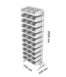 Стойка Стелла-техник односторонняя D1-00-00-11 с ящиками, 2020х735 мм