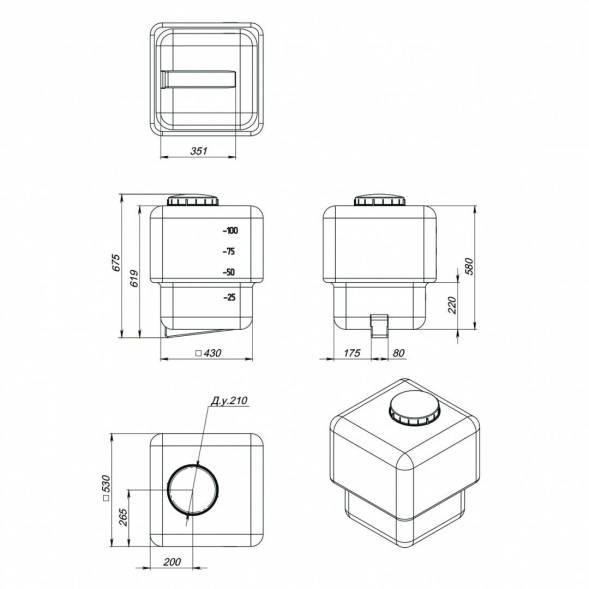 Бак промывной AGRO 120 л с резьбовой крышкой под плотность вещества до 1.0 г/см3, желтый