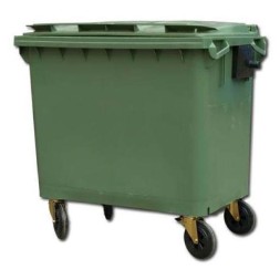Мусорный контейнер для ТБО/ТКО, 660 л, на колёсах, с крышкой, пластик, евро, цвет: зеленый