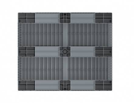 Паллет (поддон) пластиковый усиленный сплошной на 3-х полозьях, 1200х1000x150 мм, серый [02.114F.91.PEF.T20X]