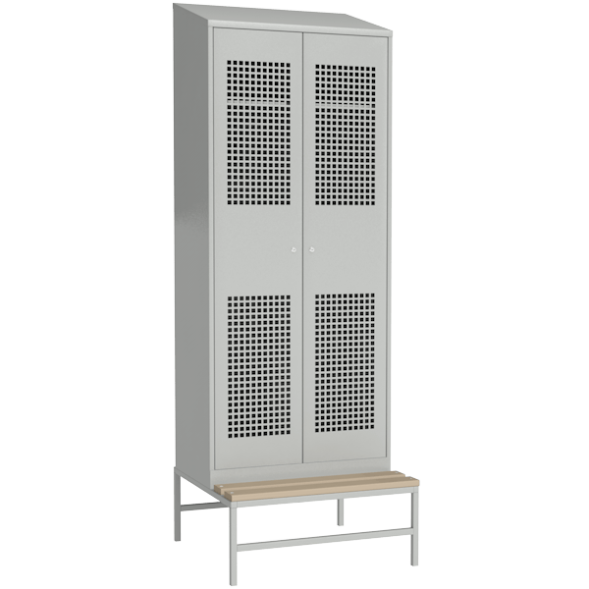 Шкаф с перфорированными дверьми со скошенной крышей на подставке [13000]