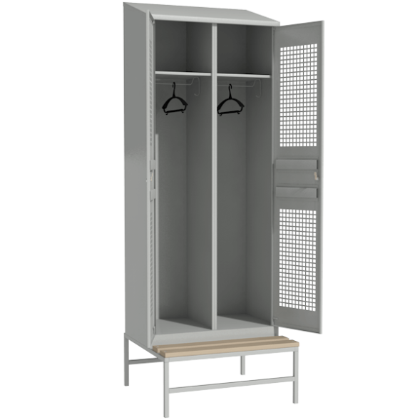 Шкаф с перфорированными дверьми со скошенной крышей на подставке [13000]