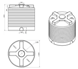 Ёмкость вертикальная 6000л усиленная красная