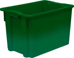 Ящик пластиковый сплошной, 600x400x400 мм, 75 л, зеленый [605]