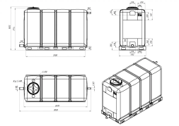Емкость KR 4000л с 2 патрубками 90 и 63 мм белая в обрешетке (полный слив)