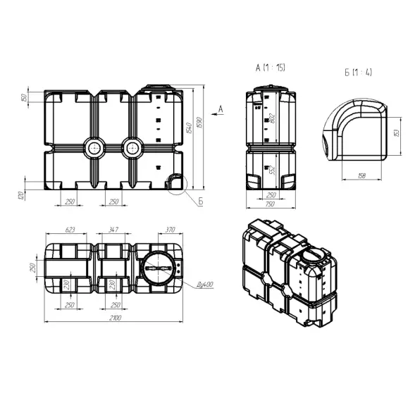 Емкость ST 2000л под плотность до 1.5 г/см3 синяя