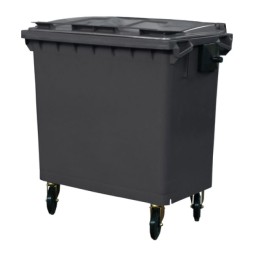 Мусорный контейнер для ТБО/ТКО, 770 л, на колёсах, с крышкой, пластик, евро, цвет: серый