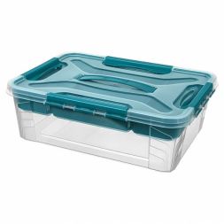 Ящик для хранения универсальный с замками и вставкой-органайзером Grand box, 10л, голубой