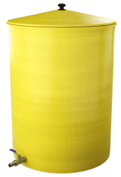 Бочка пластиковая садовая с краном 3/4&quot; из латуни для дождевой воды и полива, 150л, желтый [372]