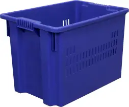 Ящик пластиковый сплошной, 600x400x400 мм, 75 л, синий [606]