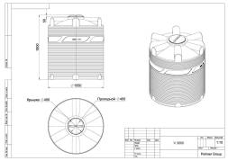 Емкость (резервуар) пластиковая вертикальная с крышкой, 3000 л, черный [TV3000S1]