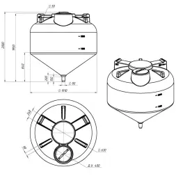 Емкость ЦКТ 3000л с патрубком 90мм белая