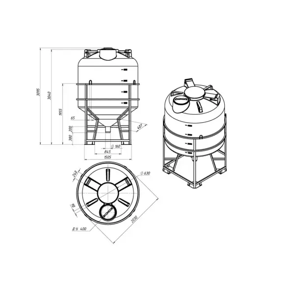 Емкость ЦКТ 5000 л с патрубком 110мм белая в обрешетке