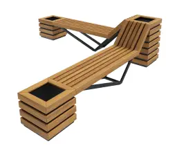 Скамейка стальная угловая с вазонами «Аврора»