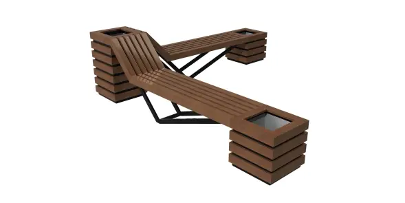 Скамейка стальная угловая с вазонами «Аврора»