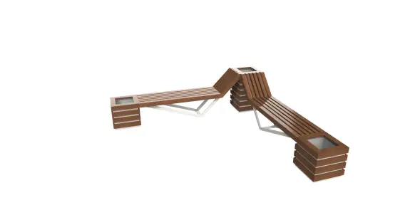 Скамейка стальная угловая с вазонами «Аврора»