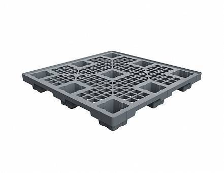 Паллет (поддон) пластиковый перфорированный вкладываемый, 1100х1100х140 мм, серый [02.118.91]