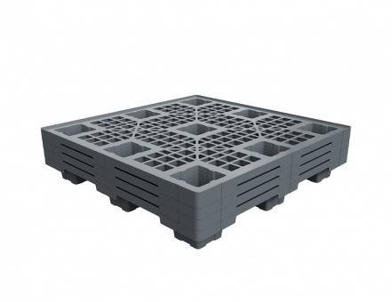 Паллет (поддон) пластиковый перфорированный вкладываемый, 1100х1100х140 мм, серый [02.118.91]