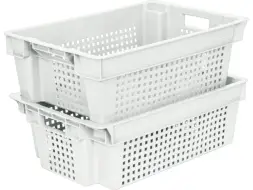 Ящик пластиковый морозостойкий перфорированный, 600x400x200 мм, 48 л, белый [102-1]