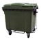 Мусорный контейнер с педалью для ТБО/ТКО, 1100 л, на колёсах, с крышкой, пластик, евро, цвет: зеленый