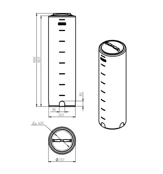 Емкость VD 400л под плотность до 1.2 г/см3