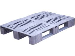 Паллет (поддон) пластиковый перфорированный на 3-х полозьях, 1200х800х150 мм, серый [1200800150-02]