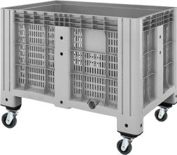 Крупногабаритный перфорированный пластиковый контейнер на колёсах SDBOX 1208 PW, 1200х800х913 мм, серый [SDBOX 1208 PW серый]