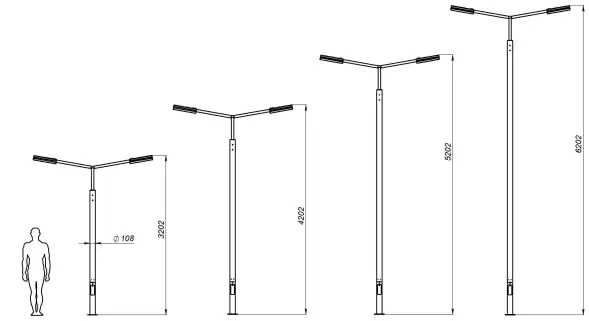 Стальной фонарный столб «Поло2-Э» со светильником 3,2 м (80 Вт)