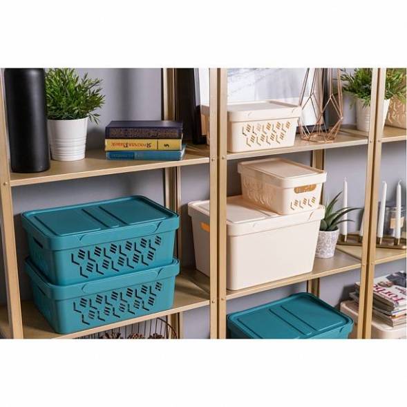 Ящик с крышкой универсальный Deluxe, 12л, светло-серый