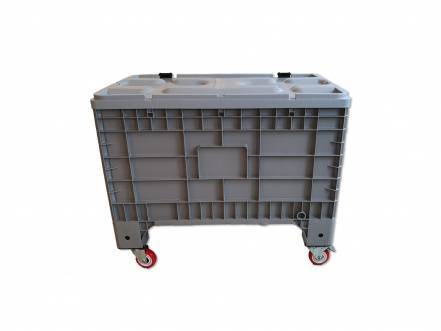 Крупногабаритный сплошной пластиковый контейнер на колесах с крышкой, 1020х640х810 мм, серый [11.605F.92.PE.C13]