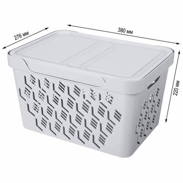 Ящик с крышкой универсальный Deluxe, 18л, светло-серый