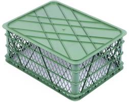 Ящик пластиковый с перфорированными стенками, 430х330х180 мм, зеленый [430330180-01]