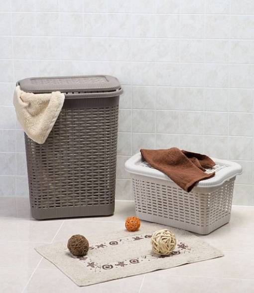 Корзина для белья 50л, бежевый