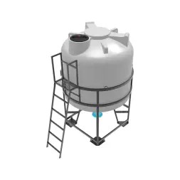 Емкость ЦКТ 5000 л с патрубком 160мм с фланцем белая в обрешетке с лестницей