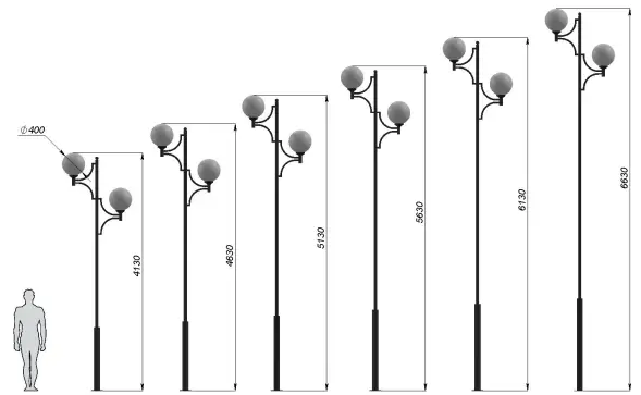 Стальной фонарный столб Т-29 со светильником 5,130 м