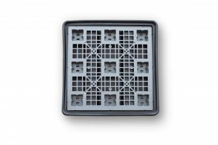 Сточный пластиковый поддон, 1276x1276x160 мм, серый