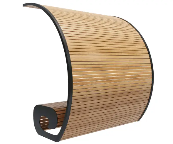 Скамейка стальная с навесом «Волна Вуд»