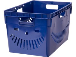 Ящик пластиковый 600х400х340 мм, перфорированный, с отверстиями/держателями для пакетов, цвет: синий