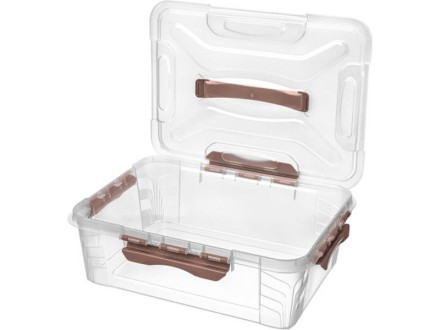 Ящик п/п GRAND BOX 390х290х124 10 л для хранения с крышкой с замками цв. коричневый