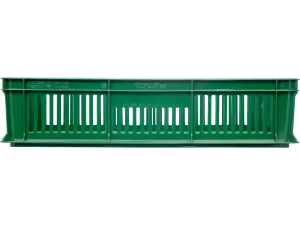 Ящик пластиковый перфорированный, 600×400×140 мм, 27 л, зелёный [705.01.03]
