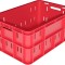 Ящик пищевой с ручками для колбасных изделий повышенной прочности, 600х400х258 мм, цвет: красный