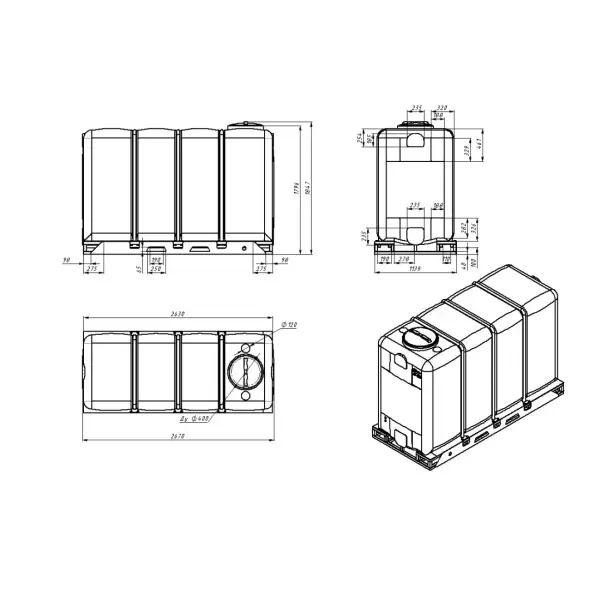 Емкость KR 4000л под плотность до 1.2 г/см3 белая в обрешетке New