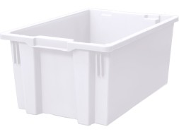 Ящик пластиковый, 600х400х270 мм, с гладким дном, морозостойкий, цвет: белый