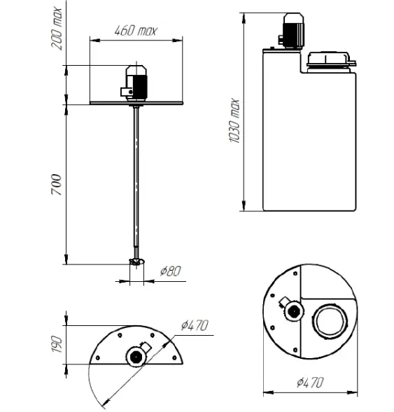 Емкость дозировочная 100 усиленная до 1.3 N белая с пропеллерной мешалкой