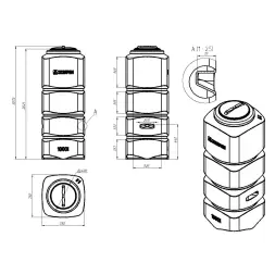 Емкость L 1000л под плотность до 1.5 г/см3 с откидной крышкой синяя