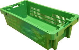 Ящик рыбный перфорированный со сплошным дном 211 800х400х225, зелёный