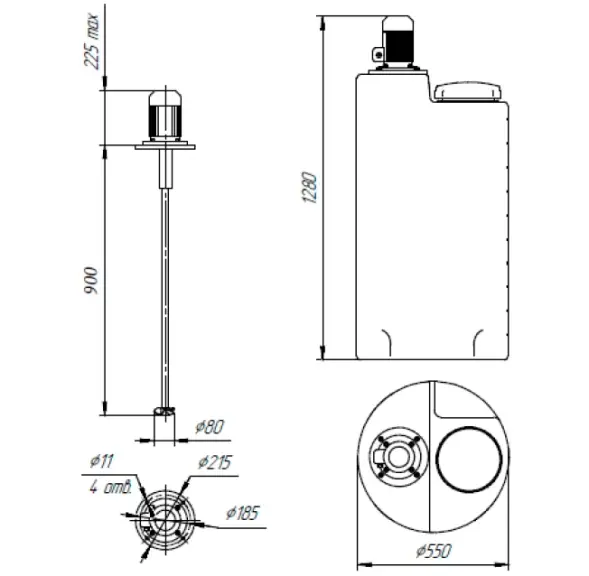 Емкость дозировочная 200 белый N с пропеллерной мешалкой
