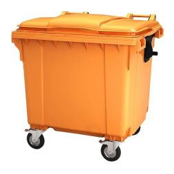Контейнер для мусора ТБО/ТКО на колёсах с крышкой, 1100л, оранжевый