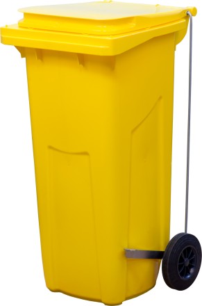 Пластиковый мусорный контейнер с крышкой, 120л, на колёсах, цвет: серый